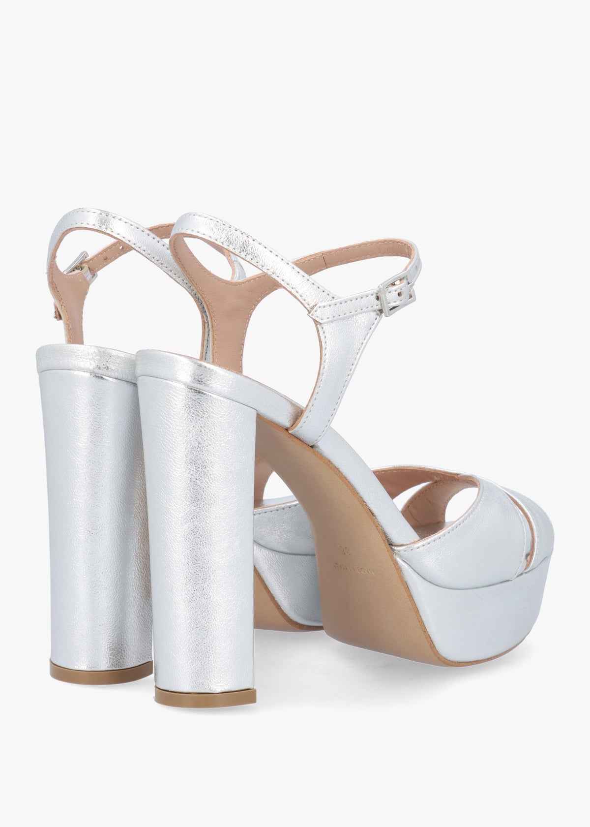 Avernew Silver Leather Platform Heeled Sandals