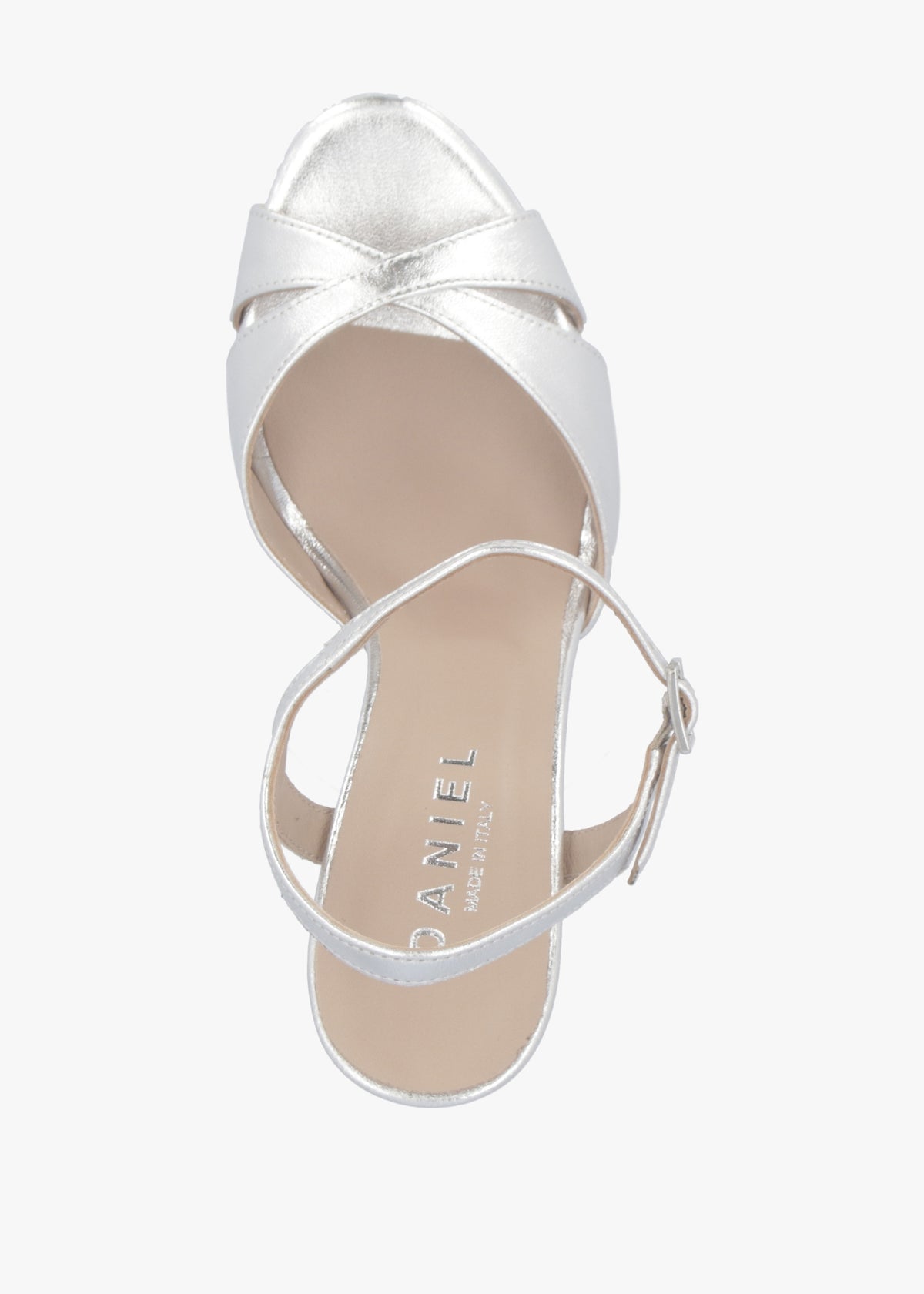 Avernew Silver Leather Platform Heeled Sandals