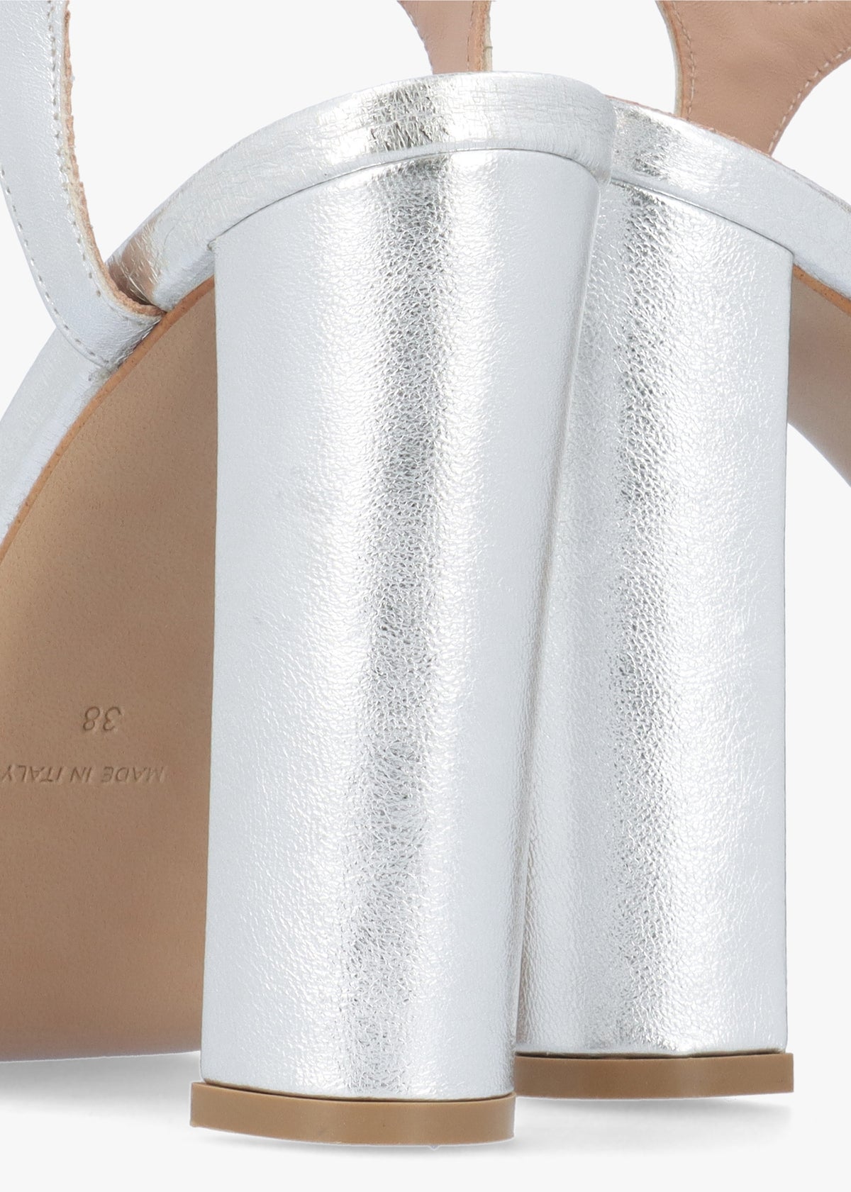 Avernew Silver Leather Platform Heeled Sandals