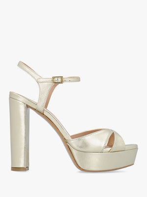 Avernew Gold Leather Platform Heeled Sandals