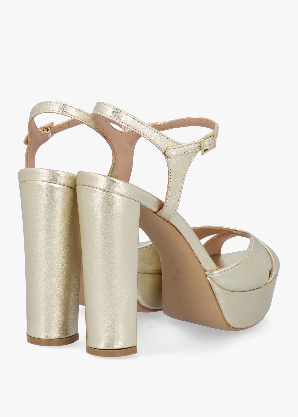 Avernew Gold Leather Platform Heeled Sandals
