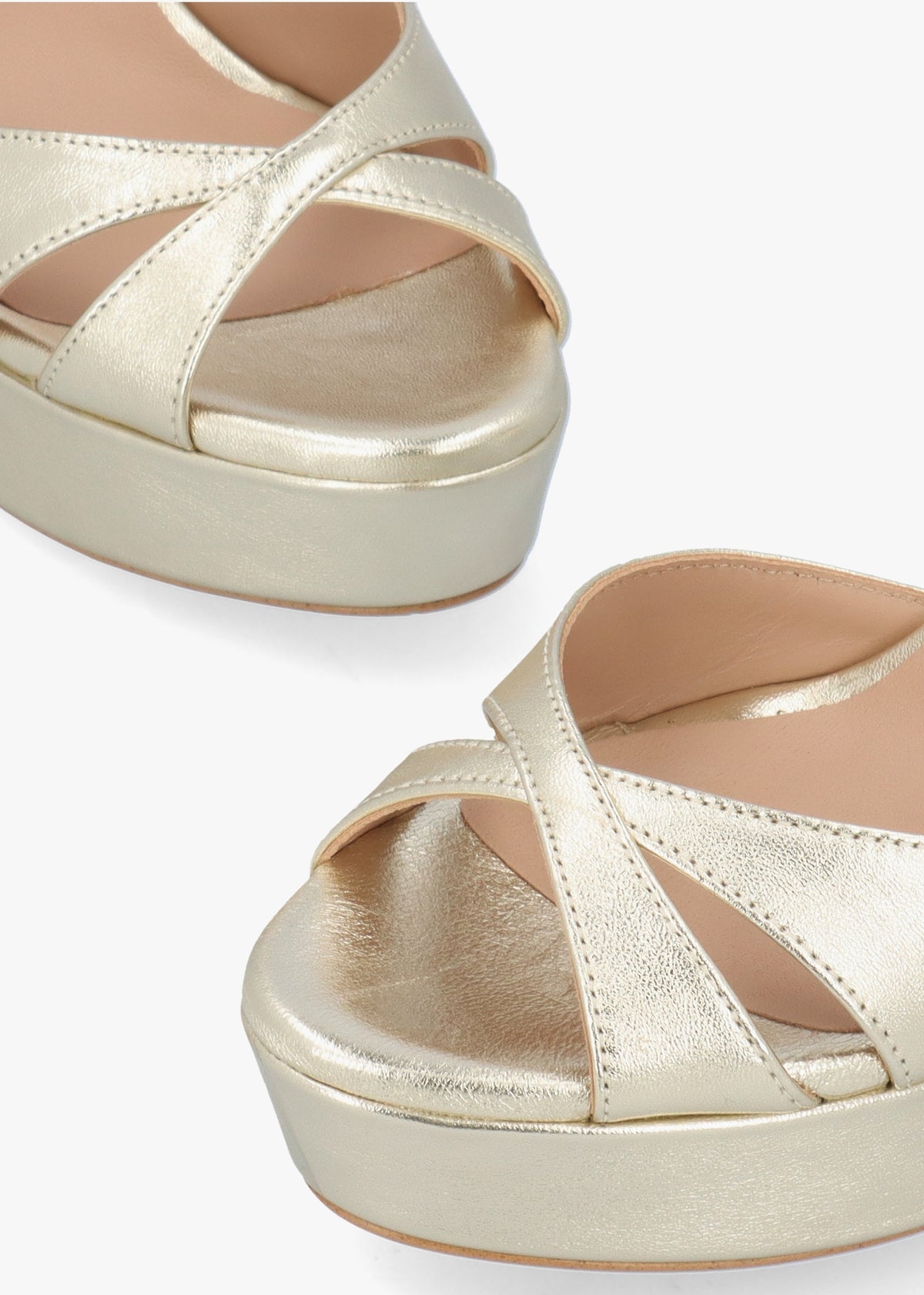 Avernew Gold Leather Platform Heeled Sandals