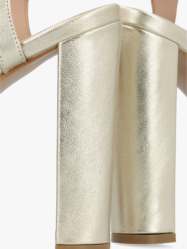 Avernew Gold Leather Platform Heeled Sandals