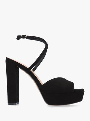 Avercross Black Suede Platform Heeled Sandals