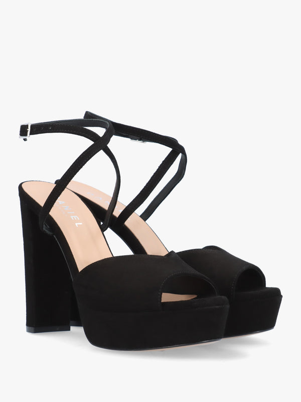 Avercross Black Suede Platform Heeled Sandals