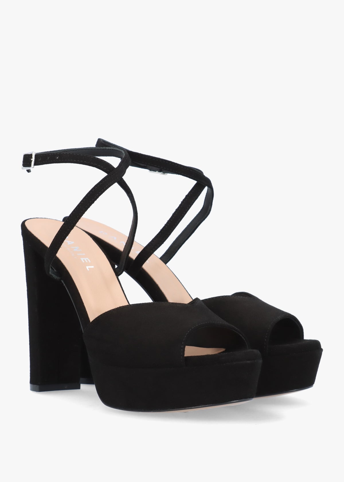 Avercross Black Suede Platform Heeled Sandals