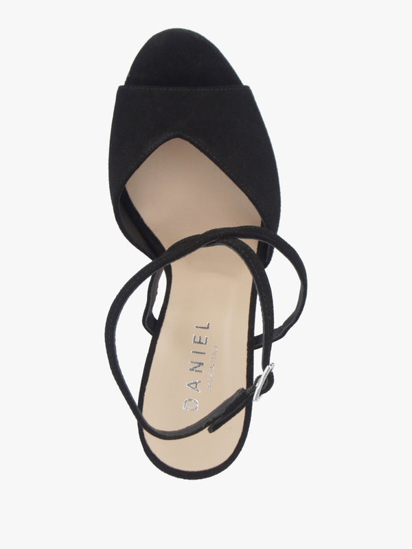 Avercross Black Suede Platform Heeled Sandals