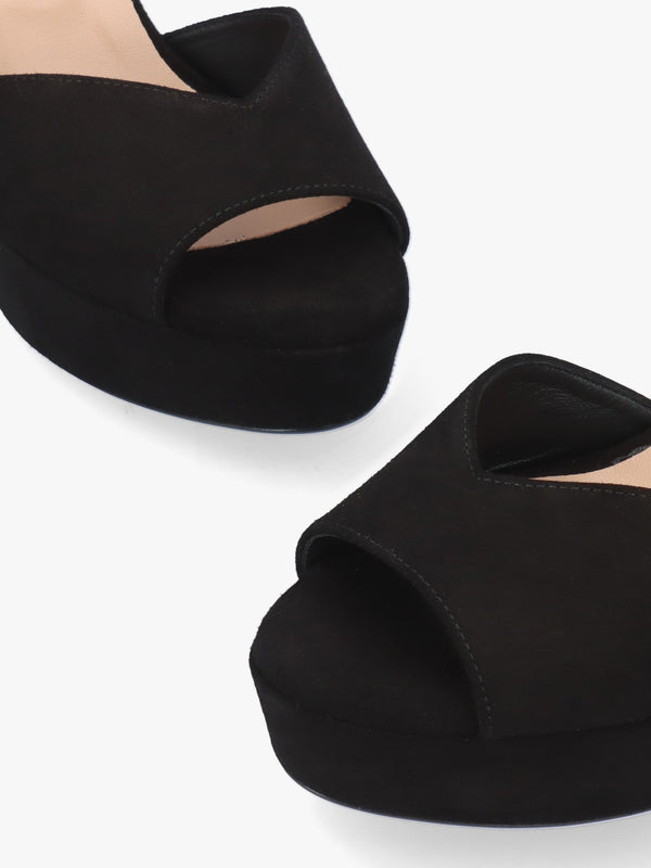 Avercross Black Suede Platform Heeled Sandals