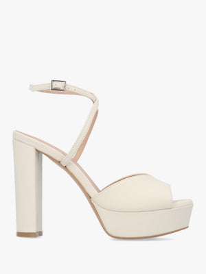 Avercross Cream Leather Platform Heeled Sandals