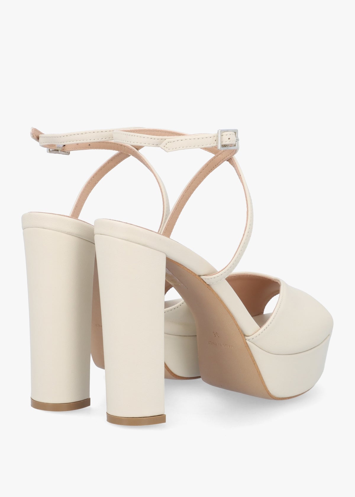 Avercross Cream Leather Platform Heeled Sandals