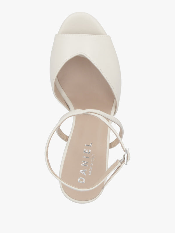 Avercross Cream Leather Platform Heeled Sandals