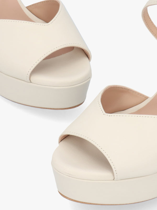 Avercross Cream Leather Platform Heeled Sandals
