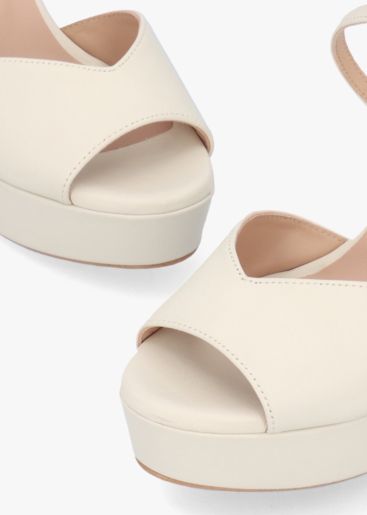 Avercross Cream Leather Platform Heeled Sandals