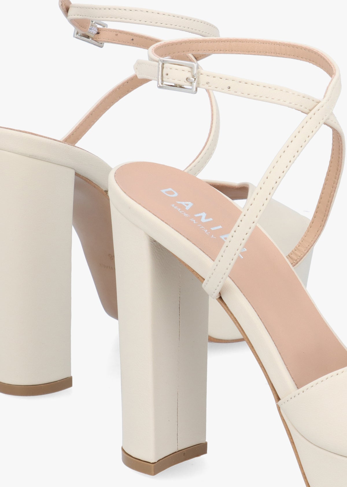 Avercross Cream Leather Platform Heeled Sandals