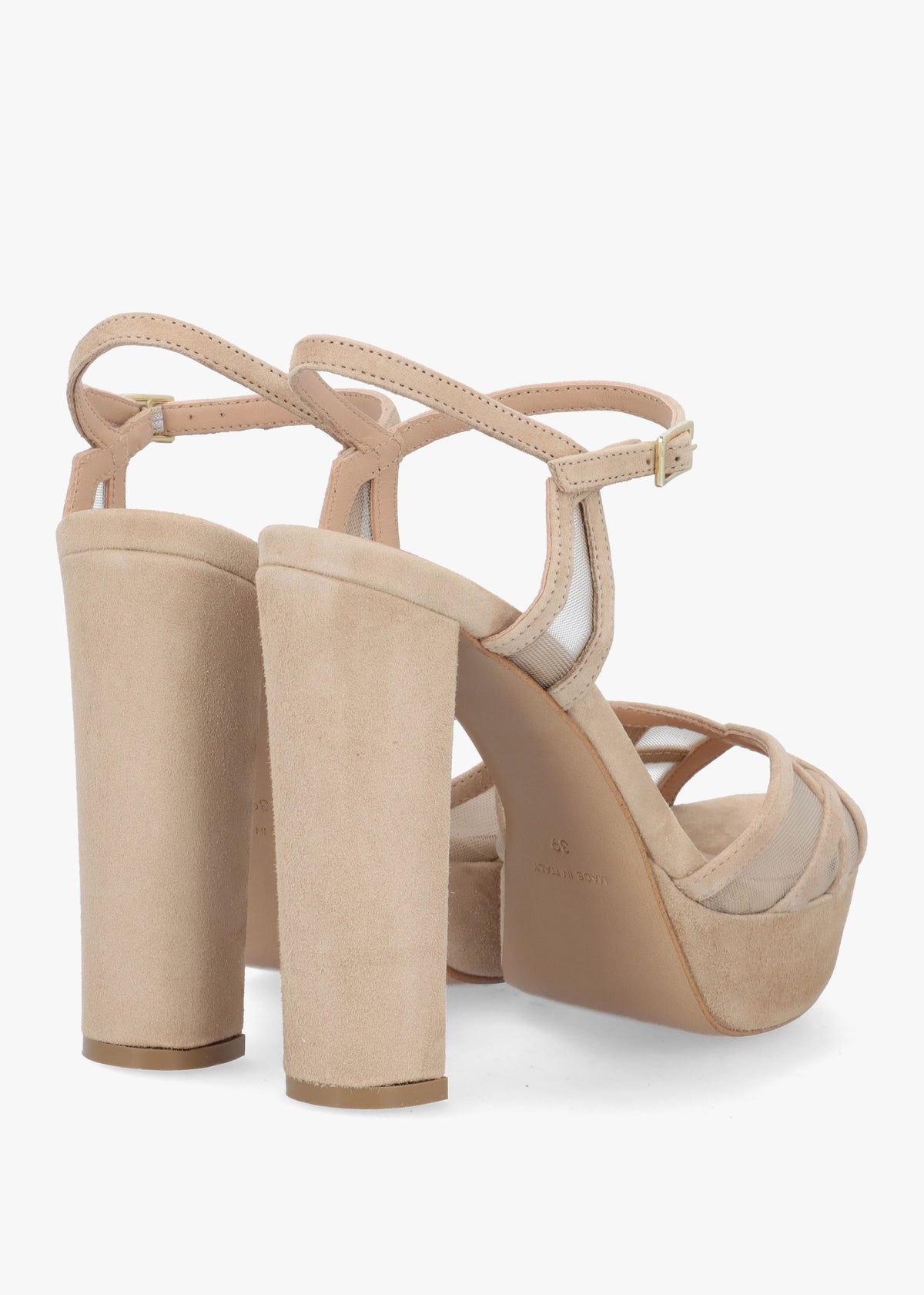 Avermesh Beige Suede Platform Heeled Sandals