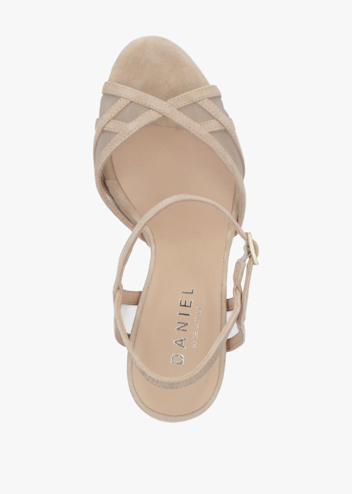 Avermesh Beige Suede Platform Heeled Sandals