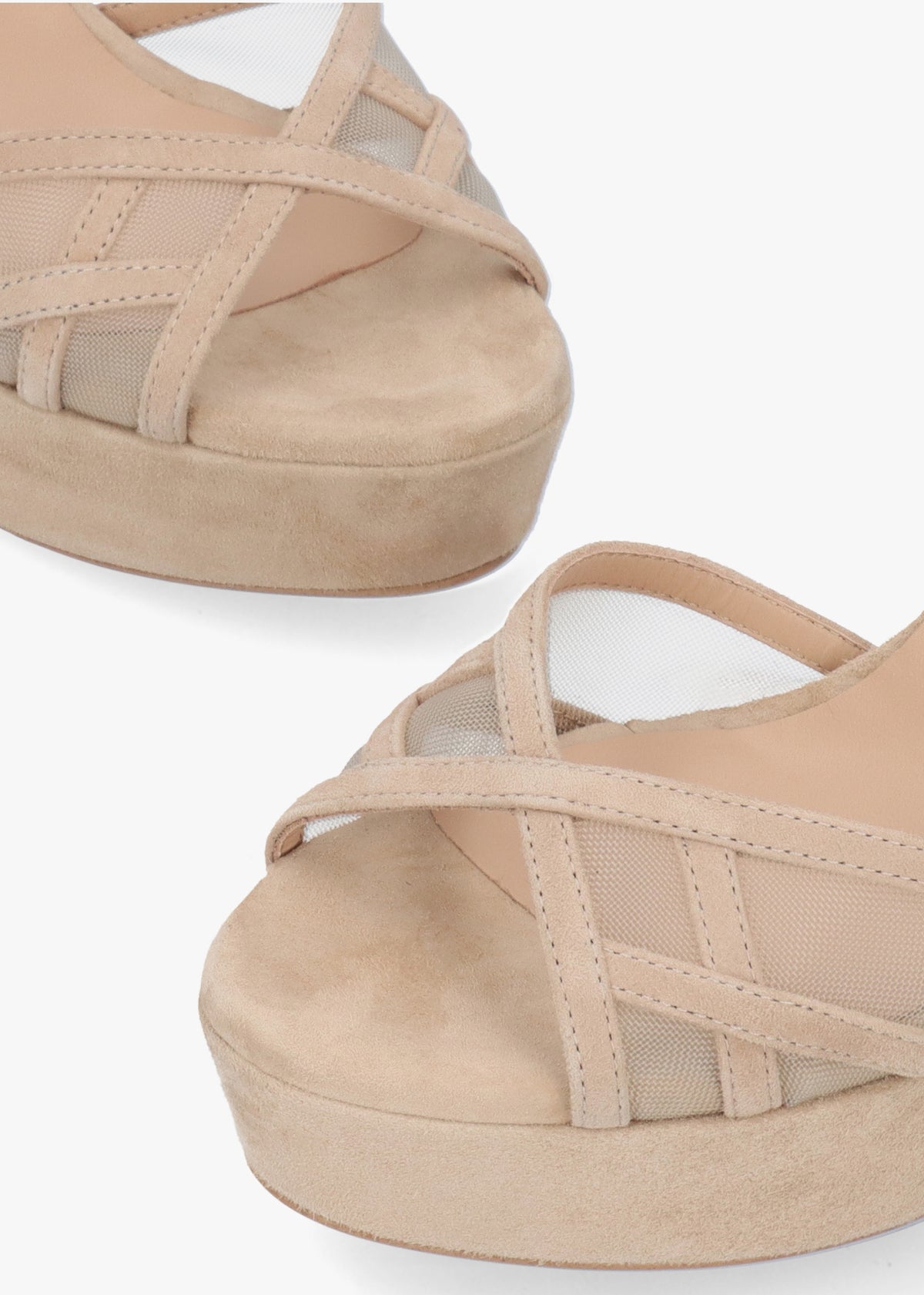 Avermesh Beige Suede Platform Heeled Sandals
