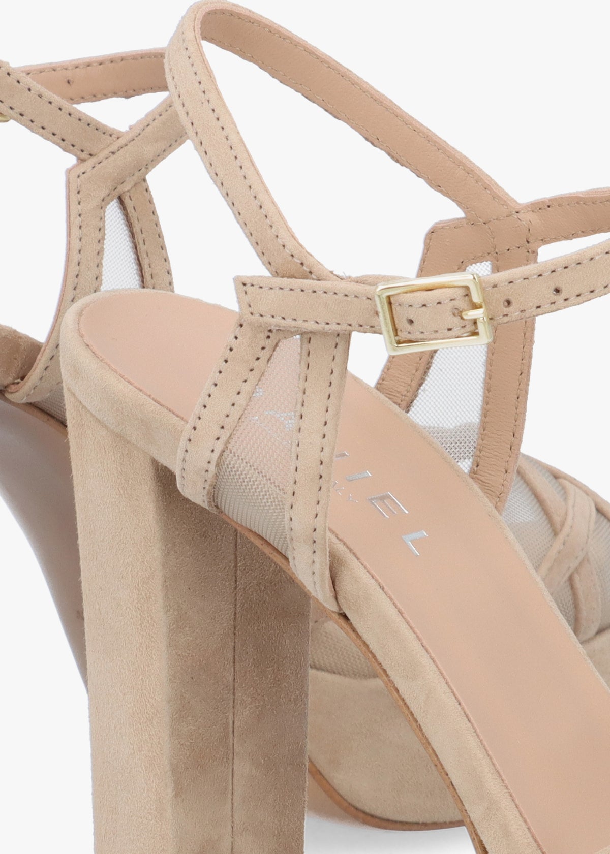 Avermesh Beige Suede Platform Heeled Sandals