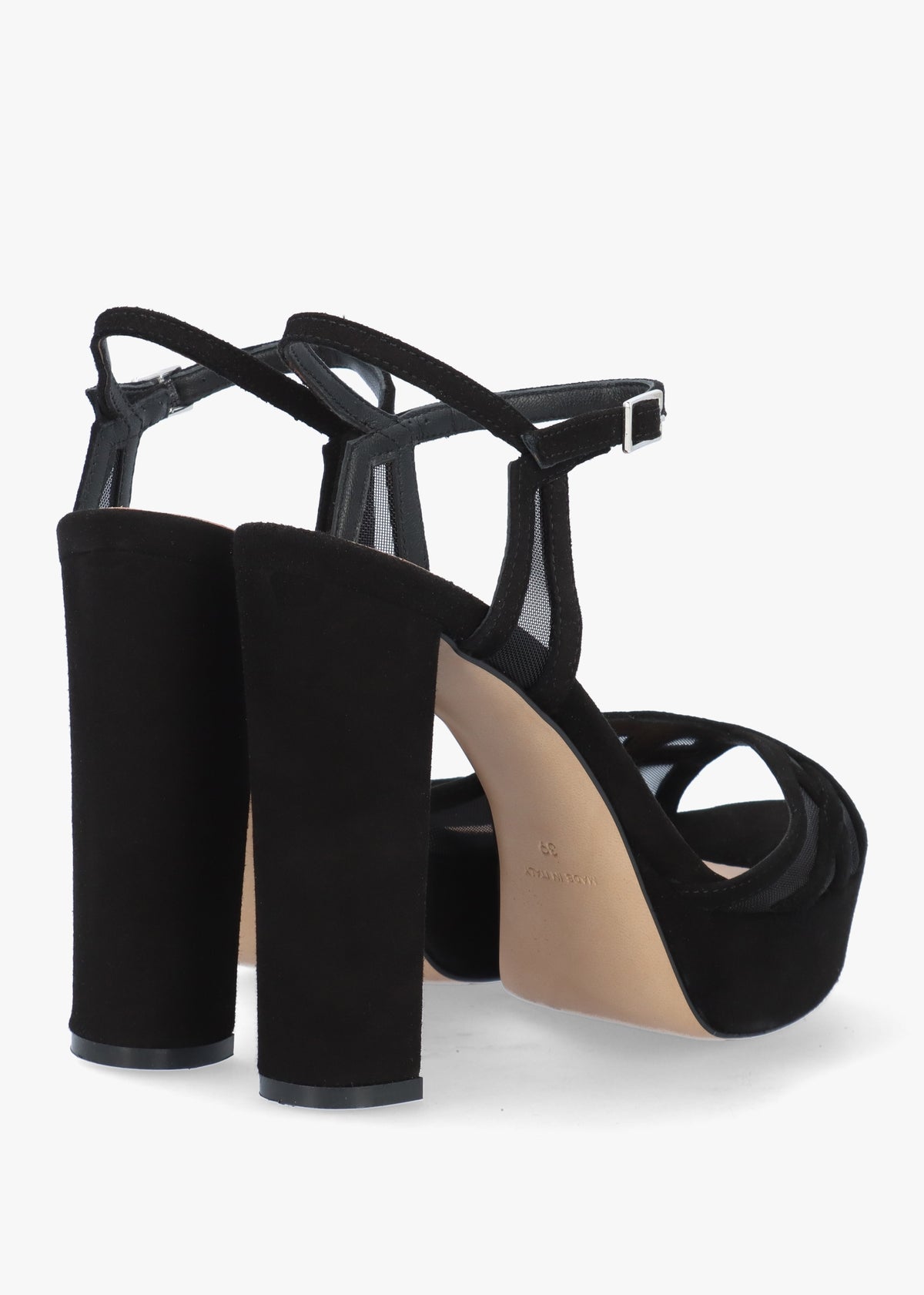 Avermesh Black Suede Platform Heeled Sandals