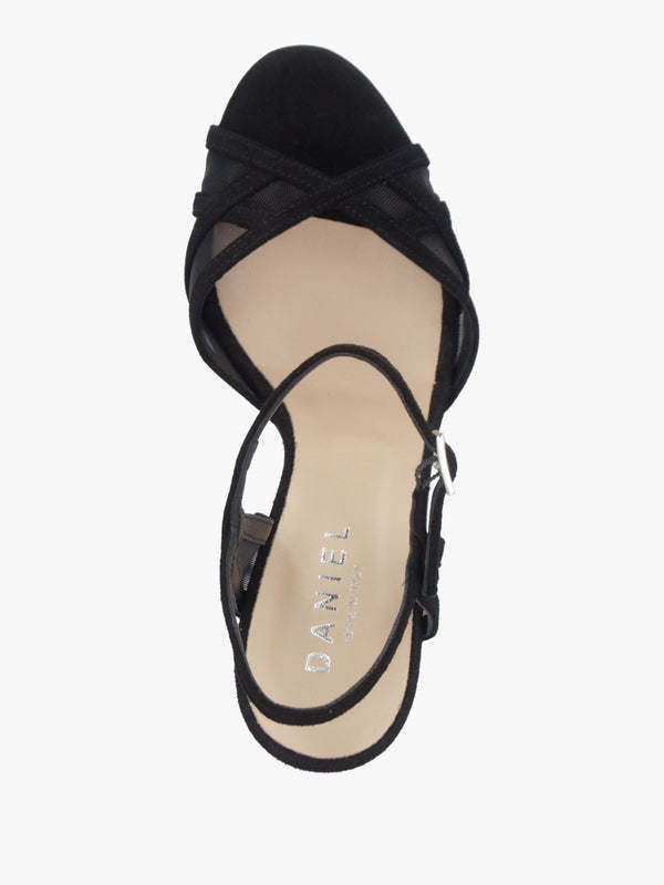 Avermesh Black Suede Platform Heeled Sandals