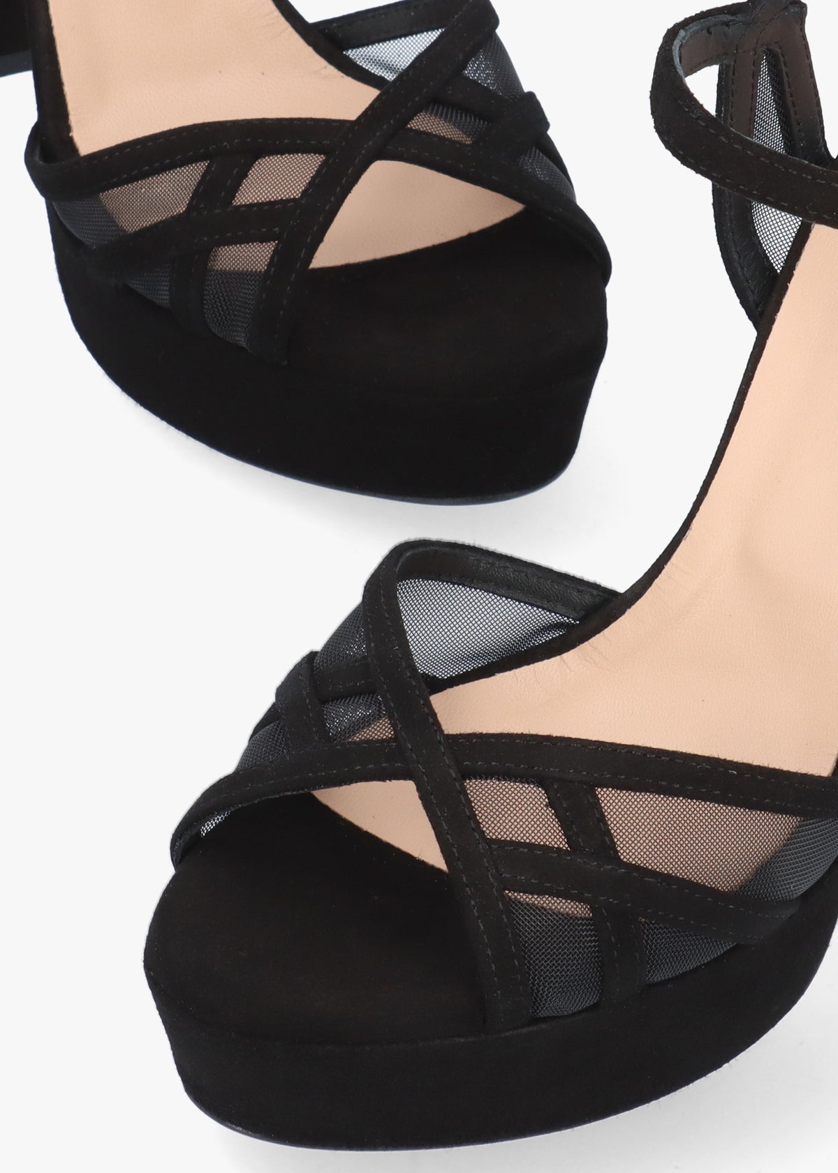 Avermesh Black Suede Platform Heeled Sandals