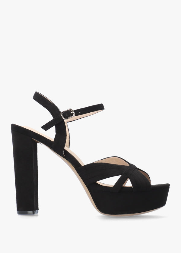 Avery Black Platform Heeled Sandals