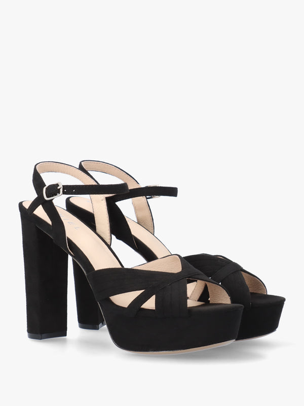 Avery Black Platform Heeled Sandals