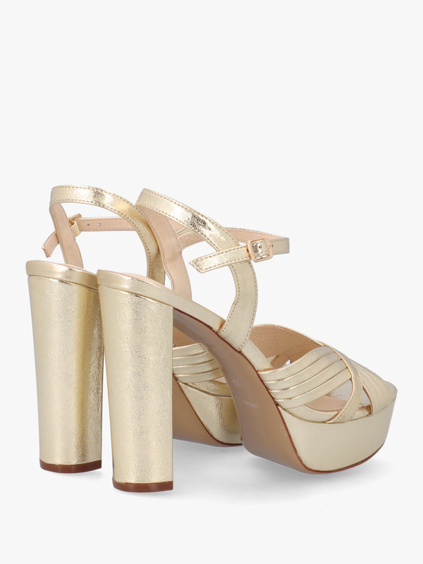 Avery Gold Platform Heeled Sandals