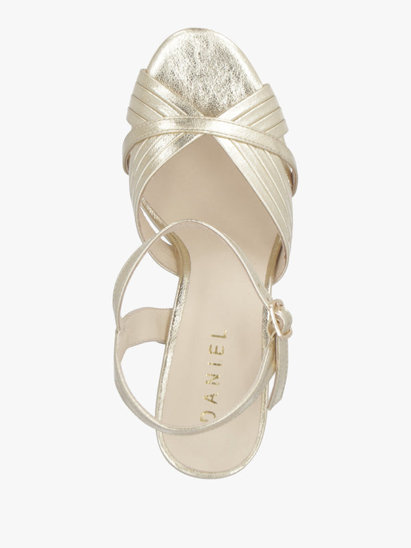 Avery Gold Platform Heeled Sandals