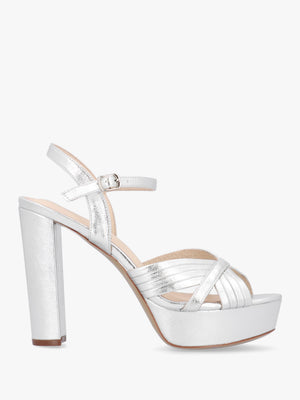 Avery Silver Platform Heeled Sandals