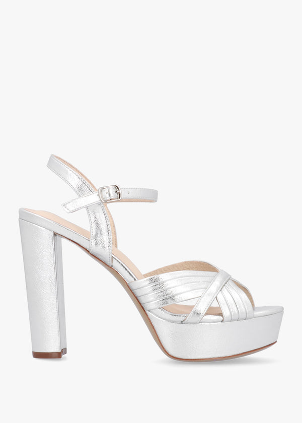 Avery Silver Platform Heeled Sandals