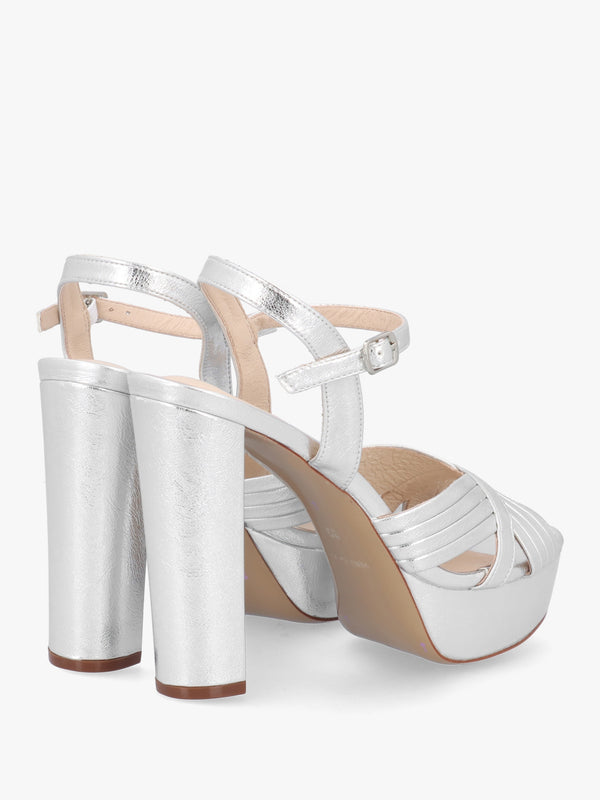 Avery Silver Platform Heeled Sandals
