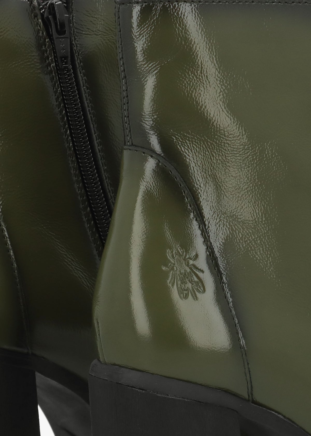 Siju Green Patent Leather Block Heel Ankle Boots