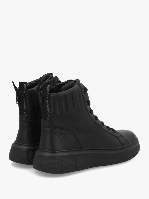 Erby Black Leather Sporty Ankle Boots