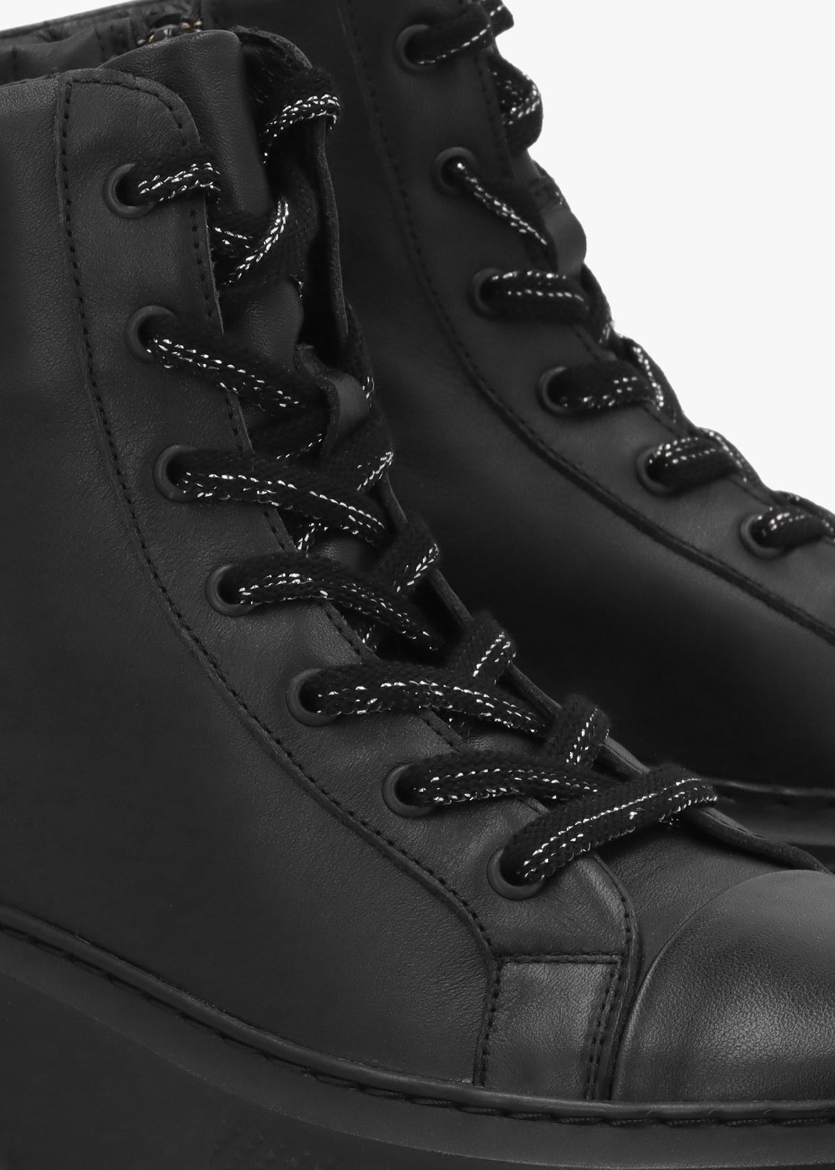 Erby Black Leather Sporty Ankle Boots