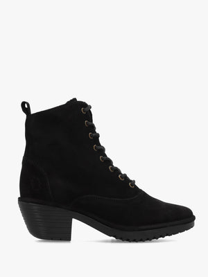 Wune Black Suede Block Heel Ankle Boots