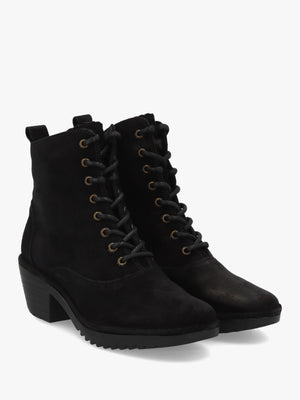 Wune Black Suede Block Heel Ankle Boots