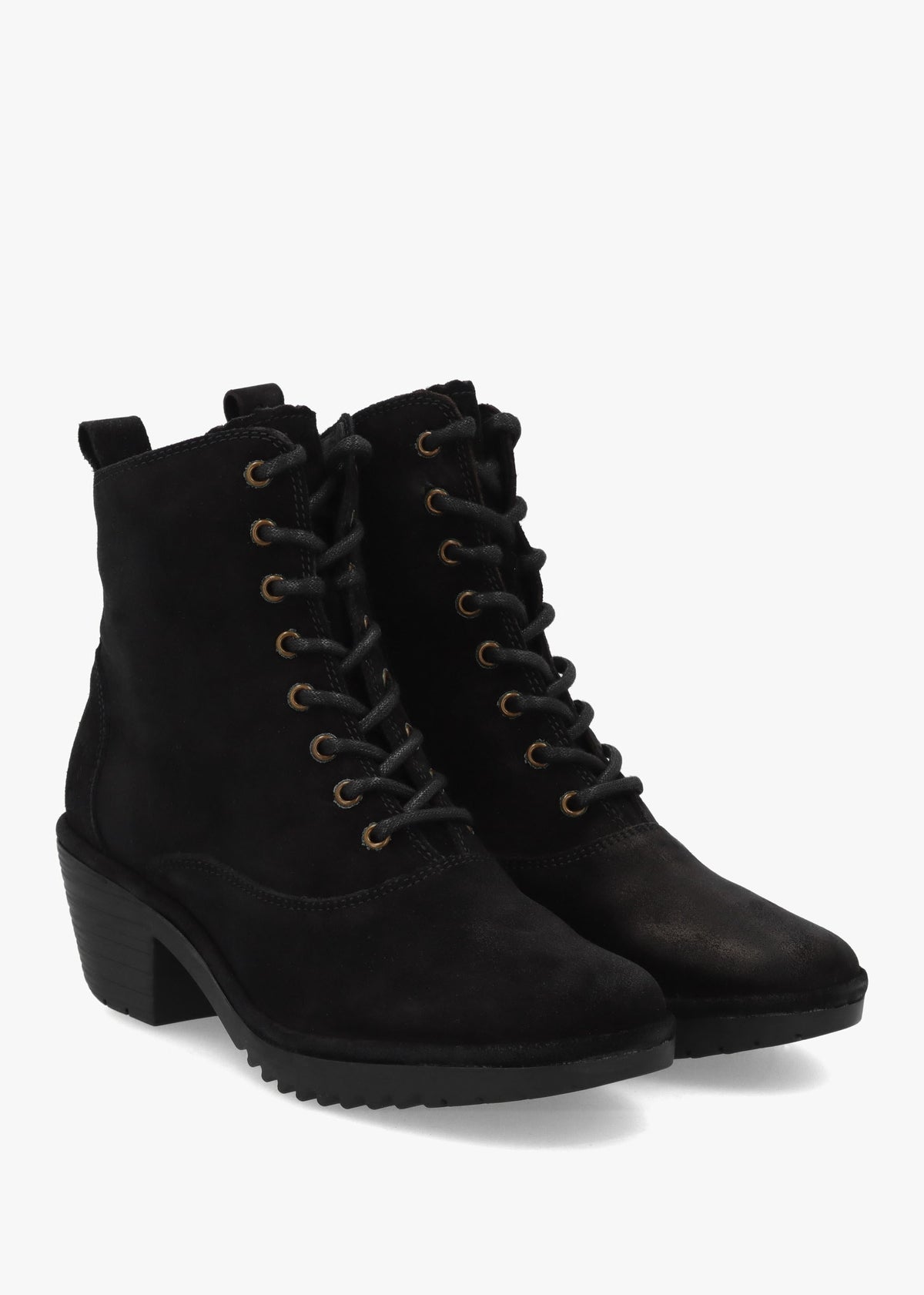 Wune Black Suede Block Heel Ankle Boots