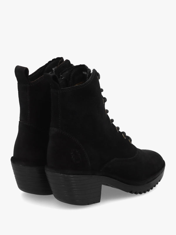 Wune Black Suede Block Heel Ankle Boots