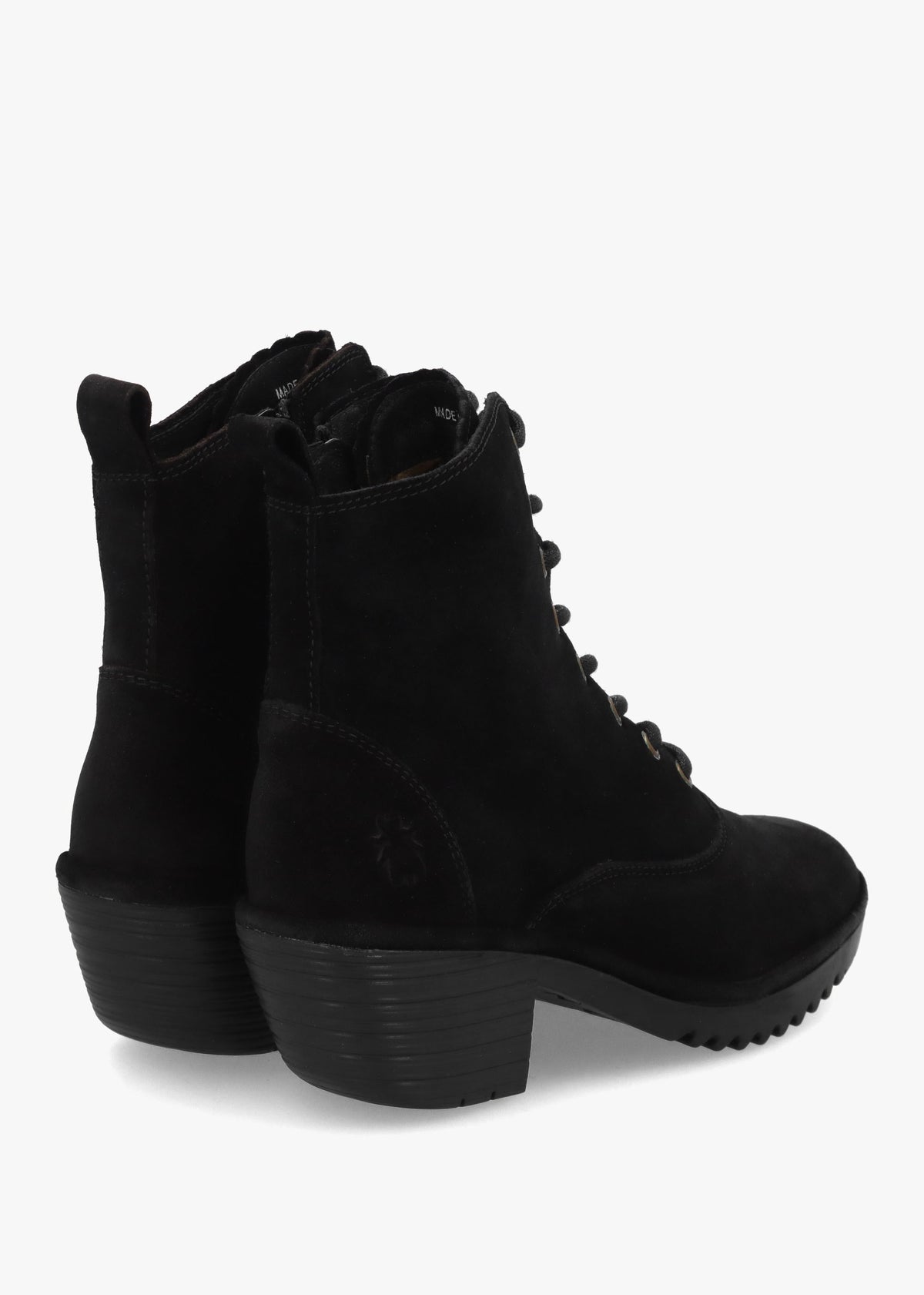 Wune Black Suede Block Heel Ankle Boots