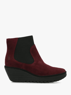 Yade Burgundy Suede Wedge Chelsea Boots