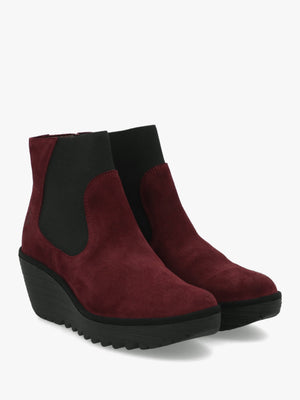 Yade Burgundy Suede Wedge Chelsea Boots
