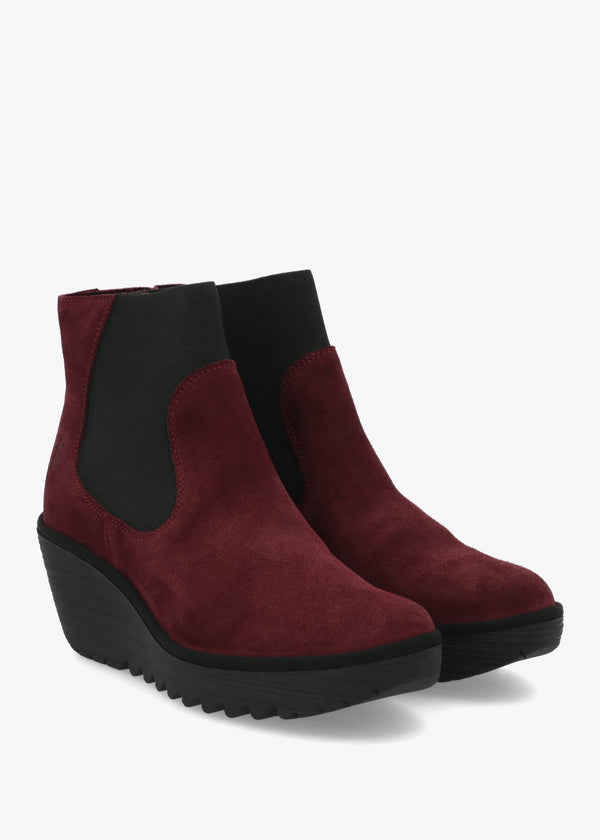 Yade Burgundy Suede Wedge Chelsea Boots