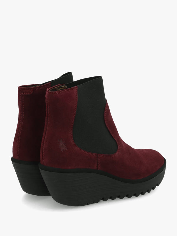 Yade Burgundy Suede Wedge Chelsea Boots