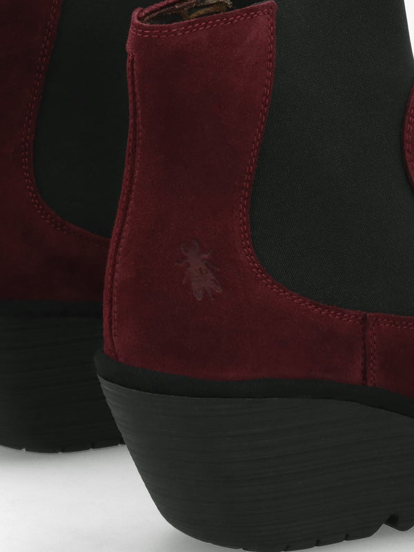 Yade Burgundy Suede Wedge Chelsea Boots