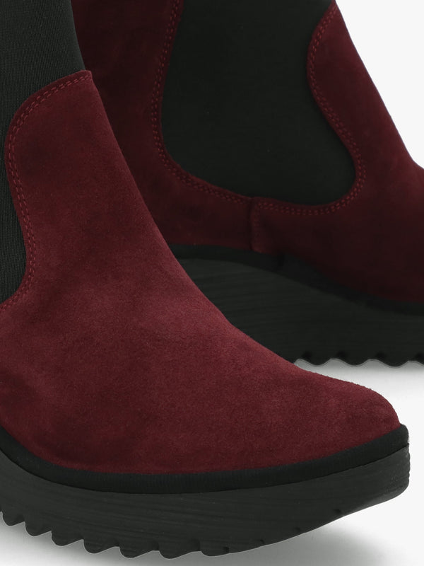 Yade Burgundy Suede Wedge Chelsea Boots