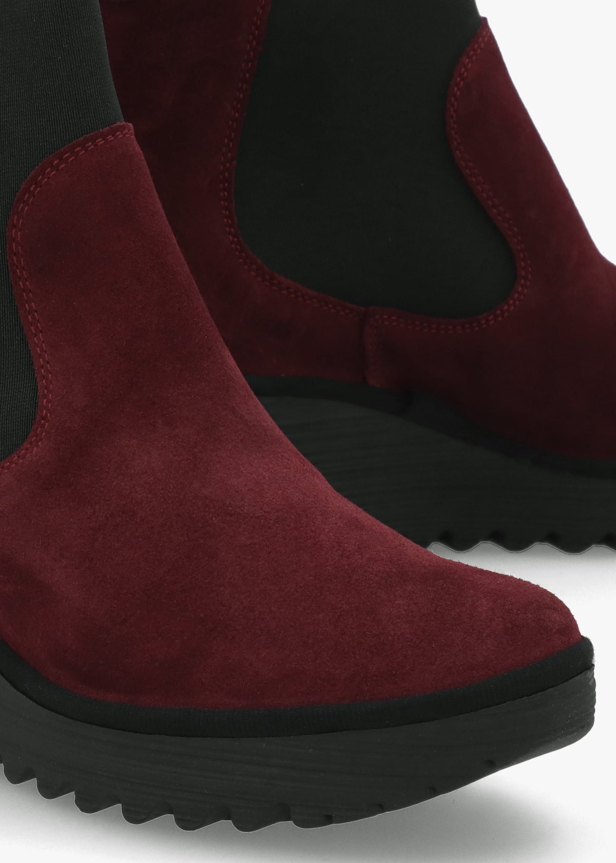 Yade Burgundy Suede Wedge Chelsea Boots