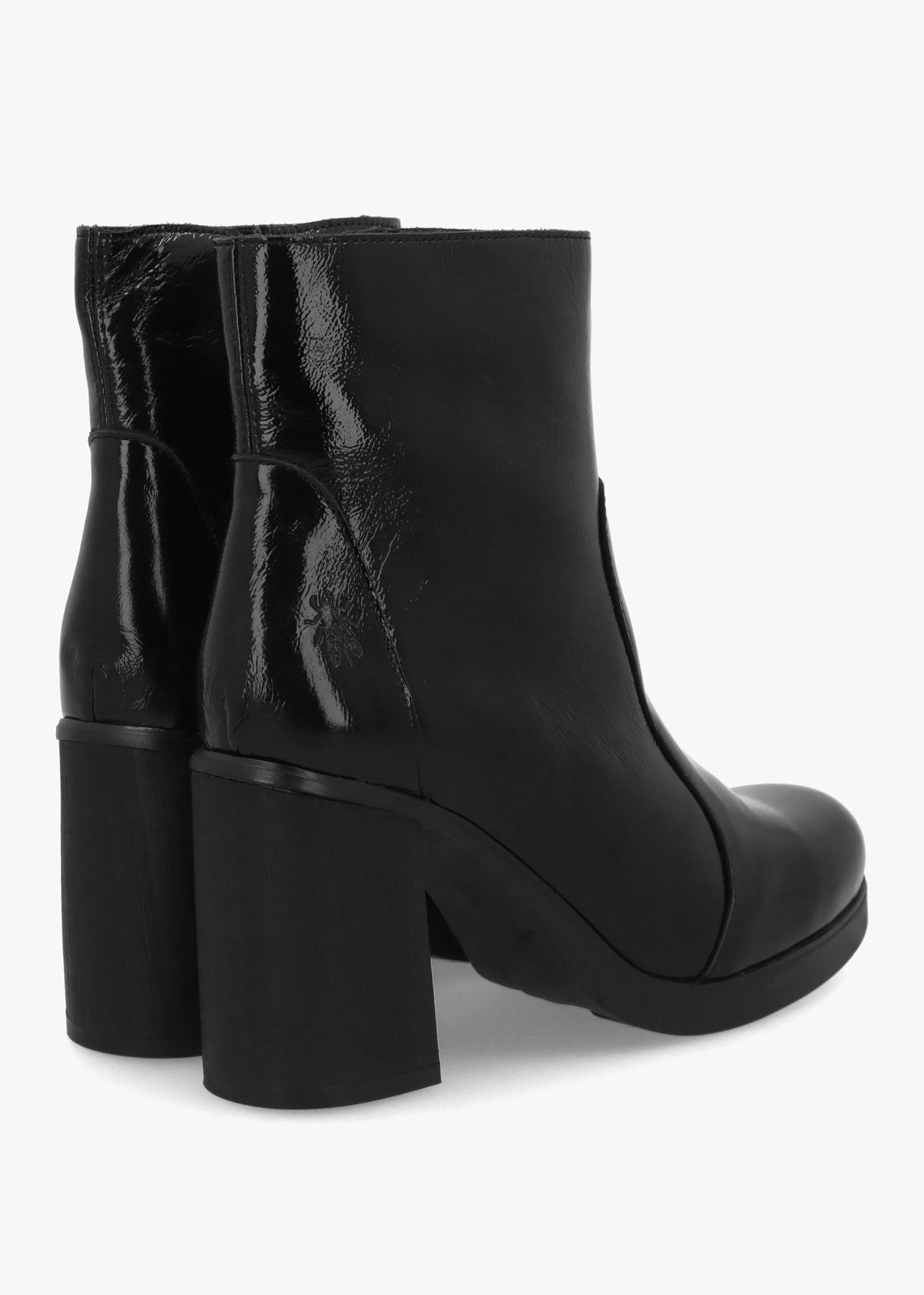 Siju Black Patent Leather Block Heel Ankle Boots