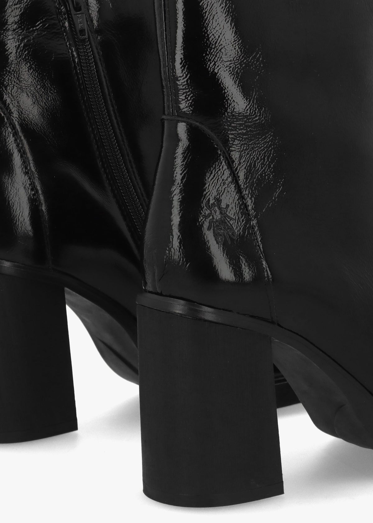 Siju Black Patent Leather Block Heel Ankle Boots