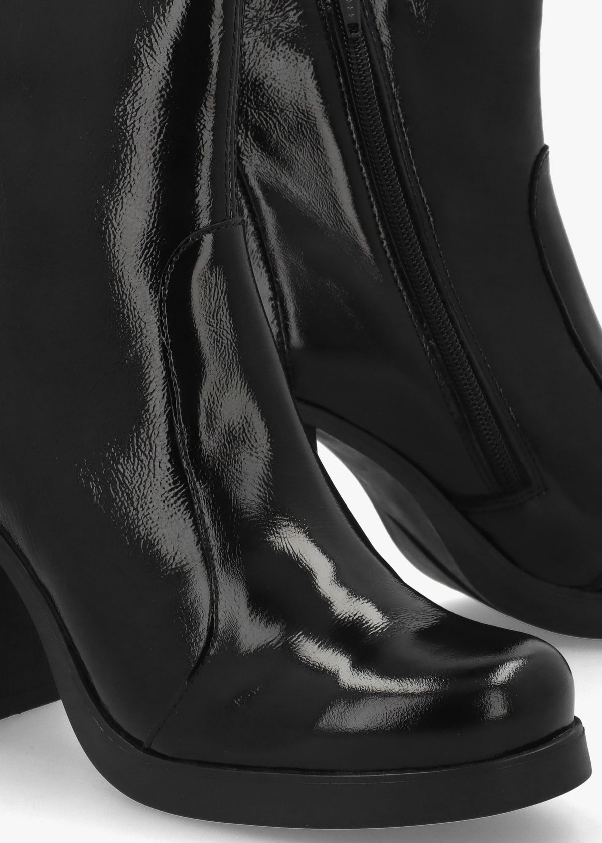 Siju Black Patent Leather Block Heel Ankle Boots